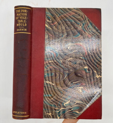 1897 Charles Darwin Formation of Vegetable Mould Worms Antique Leather Book-image