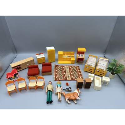 Vintage 1970s Dollhouse Furniture LOT Fisher Price & Tomy Lassie Parents Speaker-image