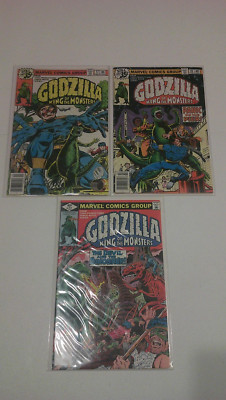 Godzilla Lot of 3 #'s 17,19,22 Marvel Comics 1978 Mid-High/High Grade Boarded-image