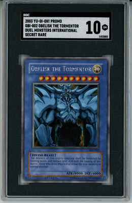 YUGIOH GBI-002 OBELISK THE TORMENTOR SECRET RARE HOLO SGC 10 GEM MINT #1453883-image