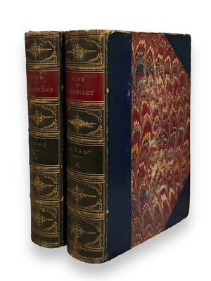 The Life of Percy Bysshe Shelley 2 Vol 1858 Antique Leather Books Fine Binding-image