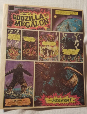 1976 Cinema Shares GODZILLA VS. MEGALON Promo Theater Comic w/LA Times Ad - Rare-image