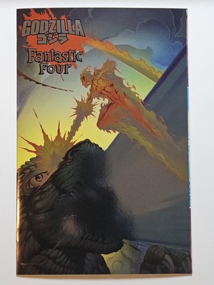 Godzilla vs. Fantastic Four #1 Bagley Foil Variant Marvel Comics 2025 VF/NM-image