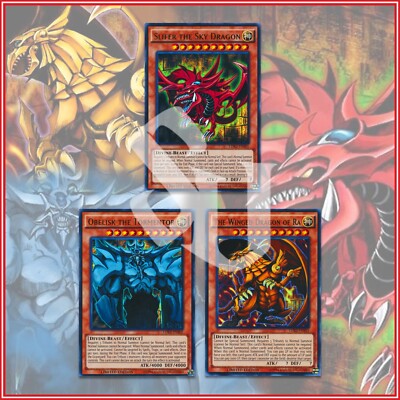 EGYPTIAN GODS x3 Slifer The Sky Dragon Obelisk The Tormentor Dragon of Ra YuGiOh-image