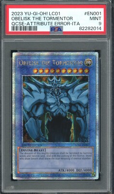 PSA 9 2023 Yu-Gi-Oh! LC01 25th Obelisk The Tormentor QCSE Att Error Ita EN001-image