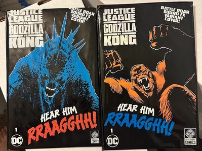 2 Book Lot Justice League vs Godzilla vs Kong #1 Battle Roar Sound Sealed  HTF-image