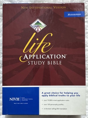 Life Application Study Bible NIV Leather Bound Thumb Indexed Zondervan 1997-image