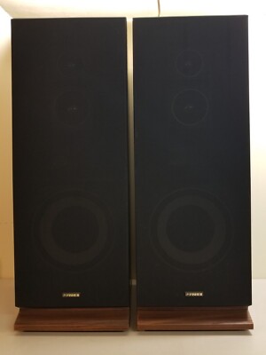 Pair of Large Vtg 1980s Fisher STV-853 3-Way Floor-Standing Speakers 10