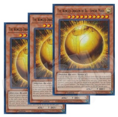Yugioh The Winged Dragon of Ra Sphere Mode x 3 - 1st Ultra Rare NM - Free Holo-image