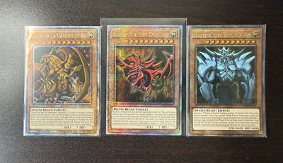 Egyptian God Cards Set Obelisk Slifer Winged Ra NM YuGiOh QCR Quarter Century-image