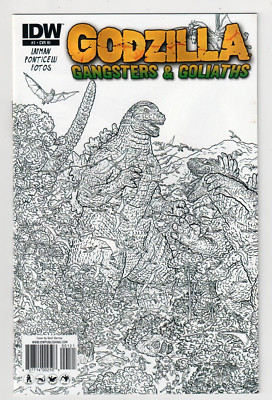 GODZILLA GANGSTERS & GOLIATHS #1 RI 1:10 Geof Darrow Incentive Sketch Cover IDW-image