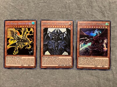 PRISMATIC SECRET RARE GOD CARD SET WINGED DRAGON OF RA SLIFER OBELISK TN19 NM-image