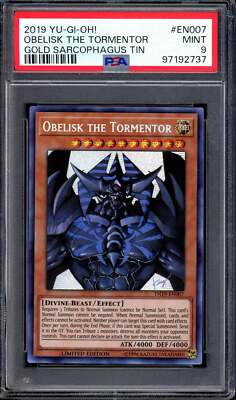 2019 Yu-Gi-Oh! Gold Sarcophagus Tin Obelisk The Tormentor #EN007 PSA 9 MINT-image