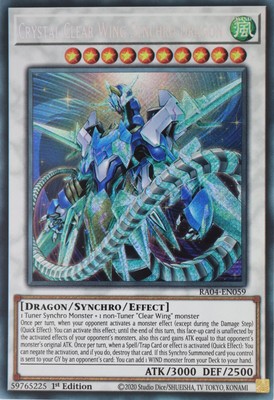 YuGiOh Crystal Clear Wing Synchro Dragon RA04-EN059 Secret Rare 1st Edition-image