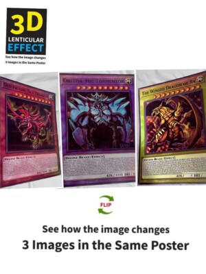 Yu-Gi-Oh-Egyptian God-3D Poster 3D Lenticular Flip Effect,3 In One-image
