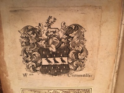 CORNWALLIS Heraldic Bookplate in 1727 Memoirs War Cevennes, Southern France MAP-image