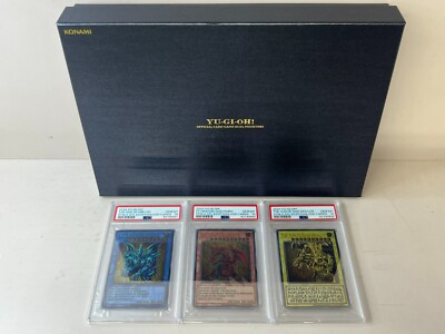 PSA10 Yu-Gi-Oh! TCG 25th Anniversary Stainless Steel Egyptian God 3Cards, stands-image