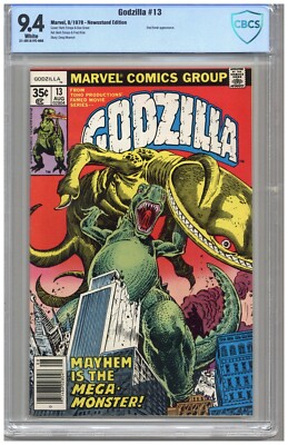 Godzilla  # 13   CBCS   9.4   NM   White pgs   8/78  Newsstand Edition  Red Roni-image