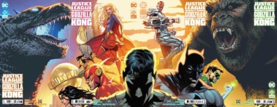 (2024) JUSTICE LEAGUE VS GODZILLA VS KONG #1 -4 FINAL PRINT VARIANT COVER SET-image