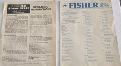 Fisher ST440- ST441 Speaker System Operating Instructions + Service Stations 80s-image