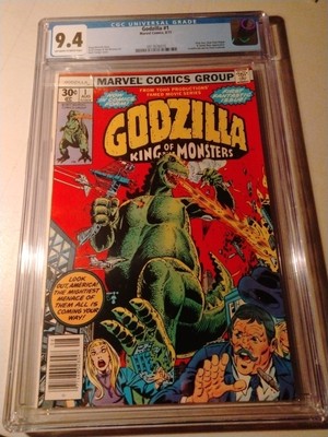 Godzilla #1  cgc 9.4 OW/W marvel  1977 clean slab -image