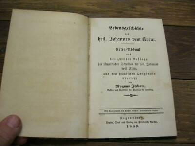 1859 Johann vom Kreuze Life of St John of the Cross Gothic German leather bound -image