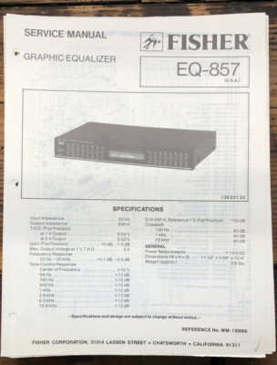 Fisher EQ-857 Equalizer  Service Manual *Original*-image