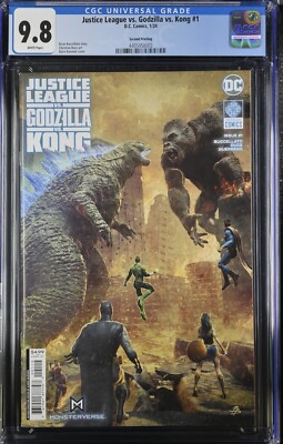 Justice League vs Godzilla vs Kong #1 Barends 2nd Print CGC 9.8 RARE Pop 12-image