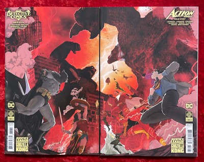 Detective Comics #1074 & Action #1057 connecting Mikel Janin: Godzilla King Kong-image