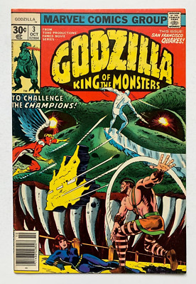GODZILLA #3, Marvel Comics 1977, our grade 9.2-image
