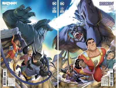 BATMAN #138/SHAZAM #4 (PETE WOODS GODZILLA CONNECTING VARIANT SET) ~ DC Comics-image