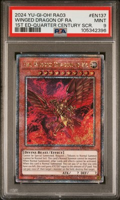 2024 YU-GI-OH! RA03-QUARTER CENTURY BONANZA #EN137 THE WINGED DRAGON OF RA PSA 9-image