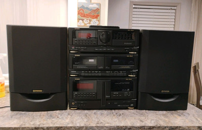 Fisher TAD-993 Double Cassette 24-CD Changer Radio with Speakers And Remote 1993-image
