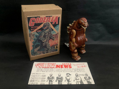 Vintage Mint Godzilla Brown Wind Up Tin Toy Billiken Shokai 1990s Made in Japan-image