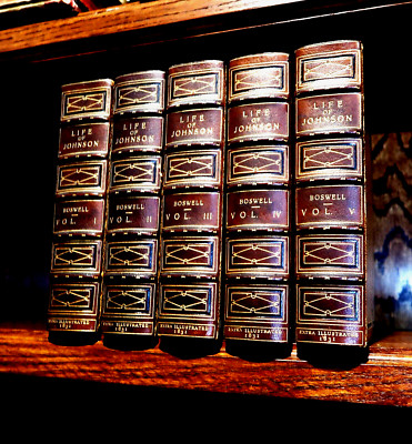 THE LIFE OF SAMUEL JOHNSON 1831 COMPLETE IN 5 VOLUMES BAYNTUN BINDINGS-image