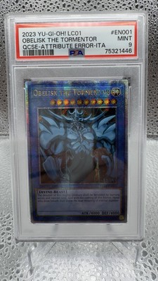 PSA 9 2023 Yu-Gi-Oh! LC01 25th Obelisk The Tormentor QCSE Att Error Ita EN001-image