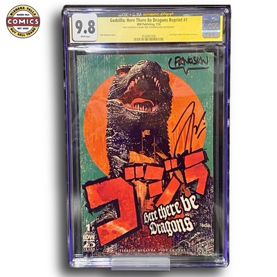 Godzilla: Here There Be Dragons #1 CGC SS 9.8 SDCC Signed Panosian Tieri JSA-image