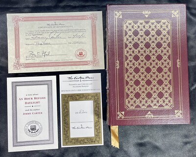 Jimmy Carter SIGNED Easton Press Book AN HOUR BEFORE DAYLIGHT Autographed W/COA-image