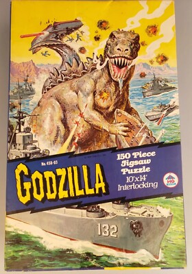 Vintage 1978 Godzilla Puzzle  Harbor Havoc HG Toys -3 pieces -image