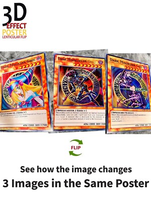 Yu-Gi-Oh-Dark Magician, Girl-3D Poster 3D Lenticular Flip Effect,3 In One-image