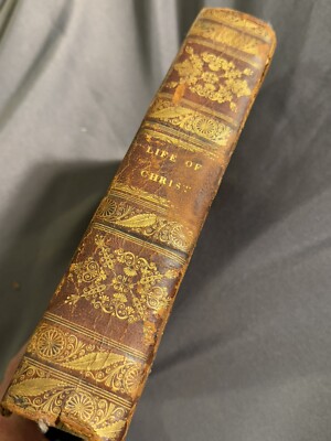 Rare Antique Leather Bound Religious Book Life of Jesus Christ 1820 Illustrated-image