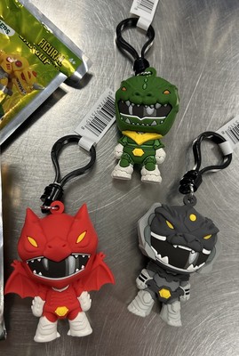 Godzilla Power Rangers Series 1 Figural Bag Clip Green Kaiju Lot Of 3 Ranger-image