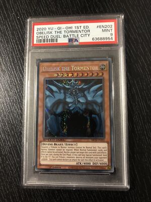YuGiOh Obelisk The Tormentor SBCB-EN202 - Secret Rare 1st Edition PSA 9- POP 13-image