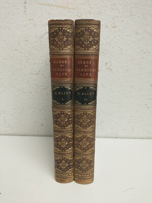 Scenes of Clerical Life George Eliot in Two Volumes 1858 Leatherbound-image