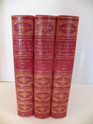 THE LIFE AND REIGN OF KING GEORGE THE THIRD 3 VOLS. 1/4 LEATHER + CORNERS 1867-image