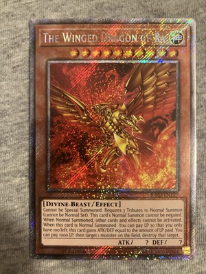 Look!  The Winged Dragon of Ra Platinum Secret Rare RA03-EN137  Corner Ding-image