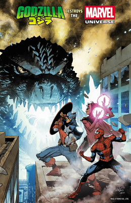 Godzilla Destroys The Marvel Universe #1 Foil Variant Leinil Yu PRESALE 07/16/25-image