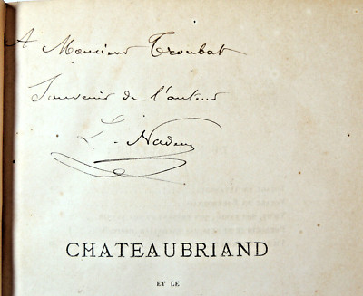 Envoi autographe. Louis Nadeau. Chateaubriand et le romantisme-image