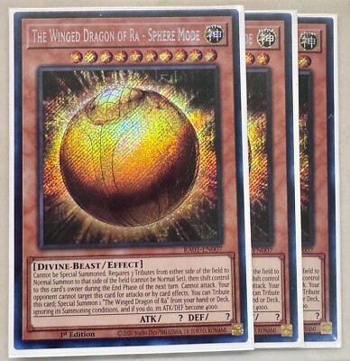 3x The Winged Dragon of Ra - Sphere Mode 1st Edition Secret Rare RA01-EN007-image