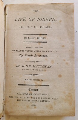 1805 LIFE of JOSEPH SON of ISRAEL antique TRENTON AMERICANA -image